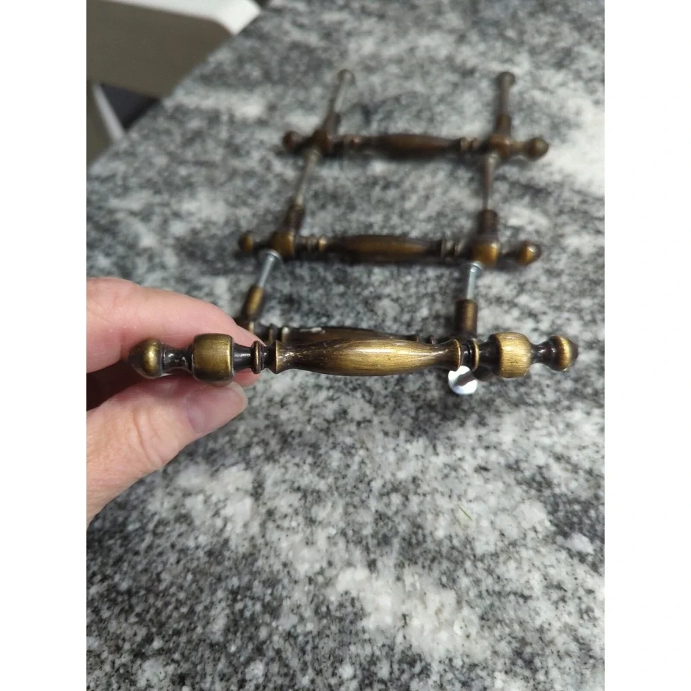 4 Vintage Drawer Cabinet Handle Pulls JB Brand Burnished Gold